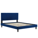 Leah Chevron Tufted Performance Velvet Queen Platform Bed