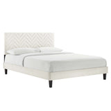 Leah Chevron Tufted Performance Velvet Queen Platform Bed