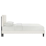 Leah Chevron Tufted Performance Velvet Queen Platform Bed