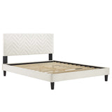 Leah Chevron Tufted Performance Velvet Queen Platform Bed