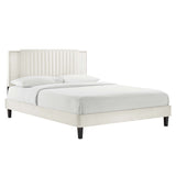 Zahra Channel Tufted Performance Velvet Queen Platform Bed