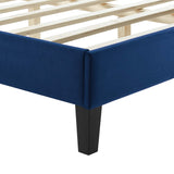 Yasmine Channel Tufted Performance Velvet Queen Platform Bed