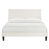 Yasmine Channel Tufted Performance Velvet Queen Platform Bed