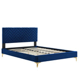 Leah Chevron Tufted Performance Velvet Queen Platform Bed