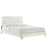 Zahra Channel Tufted Performance Velvet Queen Platform Bed