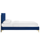 Yasmine Channel Tufted Performance Velvet Queen Platform Bed