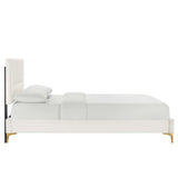 Yasmine Channel Tufted Performance Velvet Queen Platform Bed