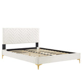 Leah Chevron Tufted Performance Velvet Twin Platform Bed