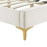 Leah Chevron Tufted Performance Velvet Twin Platform Bed