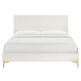 Yasmine Channel Tufted Performance Velvet Twin Platform Bed