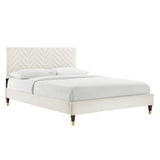 Leah Chevron Tufted Performance Velvet Twin Platform Bed