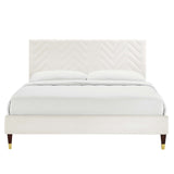 Leah Chevron Tufted Performance Velvet Twin Platform Bed