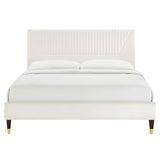 Yasmine Channel Tufted Performance Velvet Twin Platform Bed