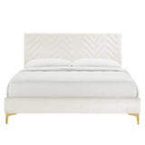 Leah Chevron Tufted Performance Velvet Full Platform Bed