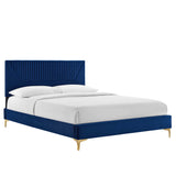 Yasmine Channel Tufted Performance Velvet Full Platform Bed