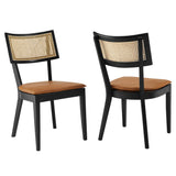 Caledonia Vegan Leather Upholstered Wood Dining Chairs - Set of 2