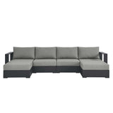 Tahoe Outdoor Patio Powder-Coated Aluminum 4-Piece Sectional Sofa Set