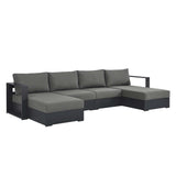 Tahoe Outdoor Patio Powder-Coated Aluminum 4-Piece Sectional Sofa Set