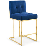 Privy Gold Stainless Steel Performance Velvet Counter Stool