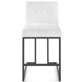 Privy Black Stainless Steel Upholstered Fabric Counter Stool