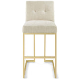 Privy Gold Stainless Steel Upholstered Fabric Bar Stool