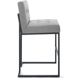 Privy Black Stainless Steel Upholstered Fabric Bar Stool