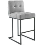 Privy Black Stainless Steel Upholstered Fabric Bar Stool Set of 2