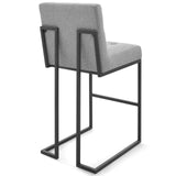 Privy Black Stainless Steel Upholstered Fabric Bar Stool Set of 2