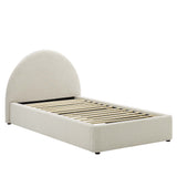 Resort Upholstered Fabric Arched Round Twin Platform Bed