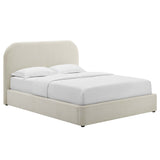 Keynote Upholstered Fabric Curved Queen Platform Bed