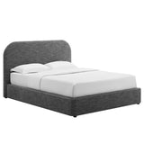 Keynote Upholstered Fabric Curved Queen Platform Bed