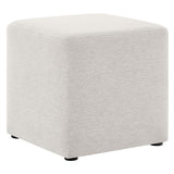 Callum 17" Square Woven Heathered Fabric Upholstered Ottoman