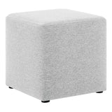 Callum 17" Square Woven Heathered Fabric Upholstered Ottoman