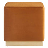 Tilden 17" Square Performance Velvet Upholstered Ottoman