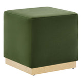 Tilden 17" Square Performance Velvet Upholstered Ottoman