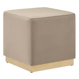 Tilden 17" Square Performance Velvet Upholstered Ottoman