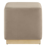 Tilden 17" Square Performance Velvet Upholstered Ottoman