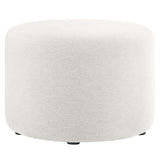 Callum Large 23" Round Woven Heathered Fabric Upholstered Ottoman