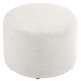 Callum Large 23" Round Woven Heathered Fabric Upholstered Ottoman