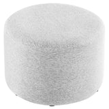 Callum Large 23" Round Woven Heathered Fabric Upholstered Ottoman