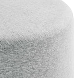 Callum Large 23" Round Woven Heathered Fabric Upholstered Ottoman