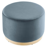 Tilden Large 23" Round Performance Velvet Upholstered Ottoman