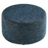 Callum Large 29" Round Woven Heathered Fabric Upholstered Ottoman