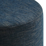 Callum Large 29" Round Woven Heathered Fabric Upholstered Ottoman