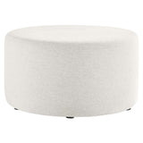 Callum Large 29" Round Woven Heathered Fabric Upholstered Ottoman