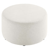 Callum Large 29" Round Woven Heathered Fabric Upholstered Ottoman