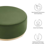 Tilden Large 38" Round Performance Velvet Upholstered Ottoman