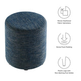 Callum 16" Round Woven Heathered Fabric Upholstered Ottoman