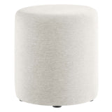 Callum 16" Round Woven Heathered Fabric Upholstered Ottoman