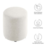 Callum 16" Round Woven Heathered Fabric Upholstered Ottoman